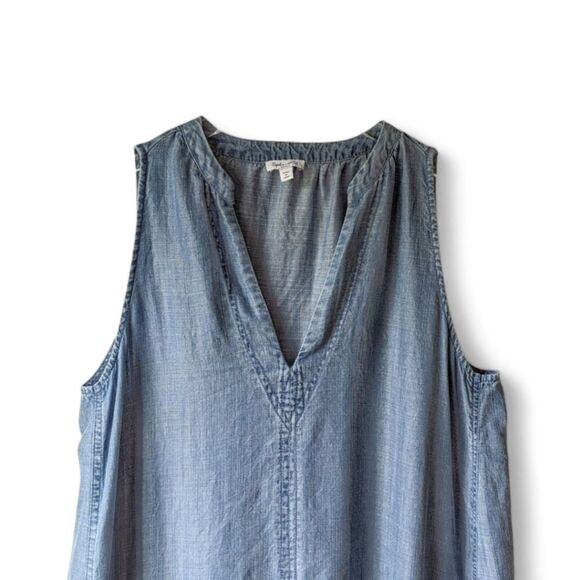 Splendid Denim Lagenlook Sleeveless Large Pocket Jean Mini Dress Women's Sz S - Picture 7 of 12